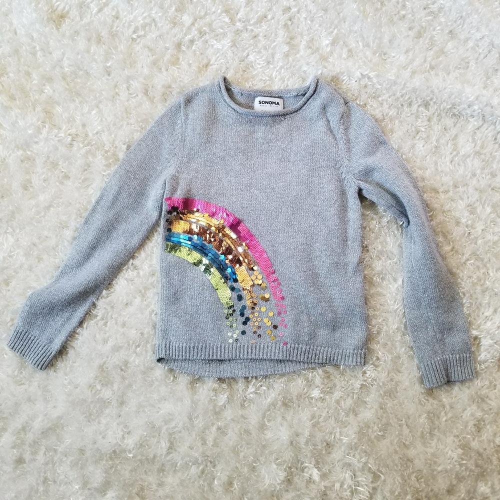 Size 5  gray and silver knit sweater w/ sequence